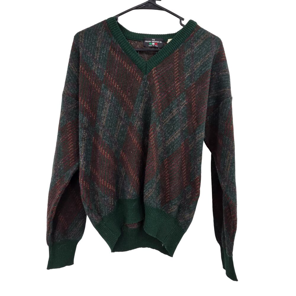VTG THE ITALIAN SWEATER MEDIUM GRANDPA V-NECK LONG SLEEVE KNIT SWEATER